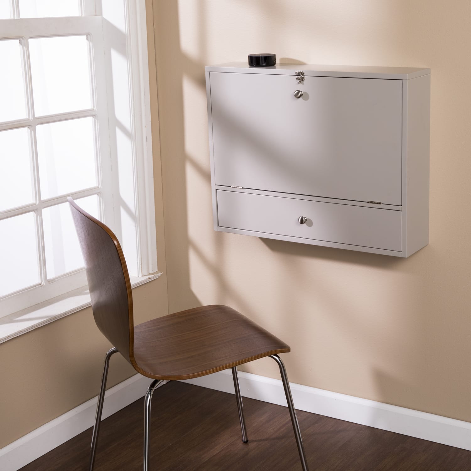 SEI Furniture Wall-Mount 26inW Writing Desk With Storage, Gray - Image 6