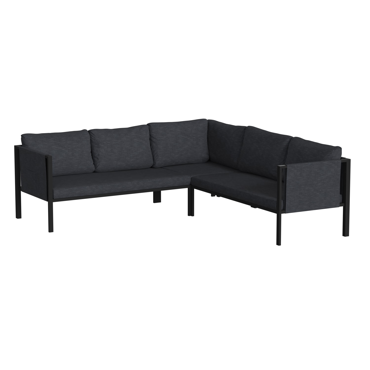 Flash Furniture Lea Steel Indoor/Outdoor Furniture Sectional With Cushions, 26-1/2inH x 85-1/4inW x 85-1/4inD, Charcoal/Black - Image 3