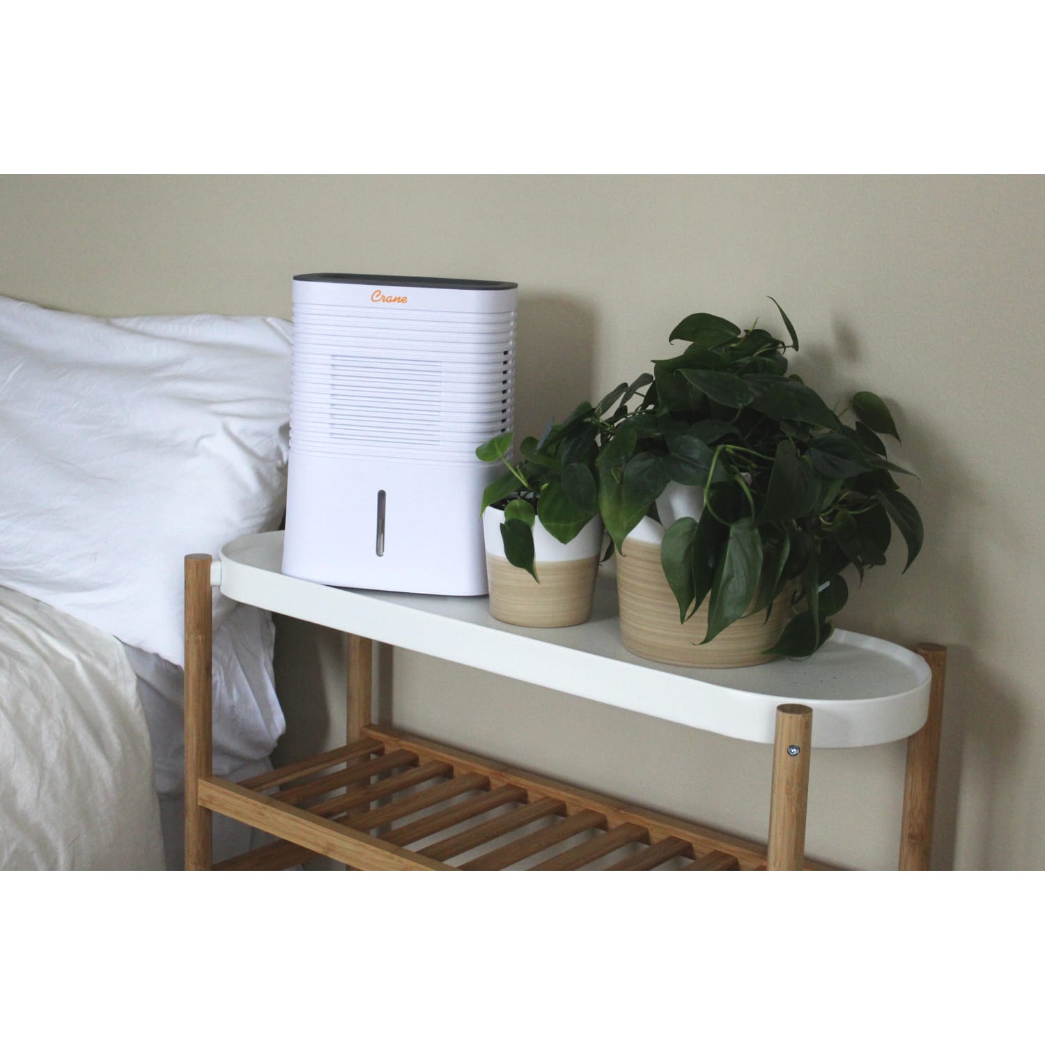 Crane 4 Pint Compact Dehumidifier with Timer Function, 300 Sq Ft. Coverage, 5 1/2in x 9in x 12in, White - Image 5
