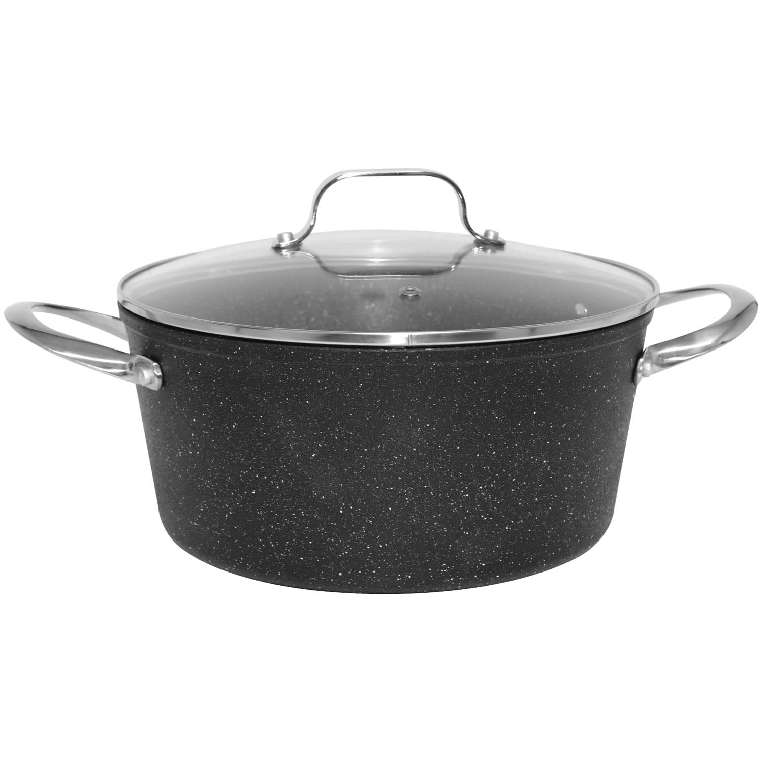 THE ROCK By Starfrit Aluminum Nonstick Stockpot With Glass Lid & Stainless Steel Handles, 6 Qt, Black