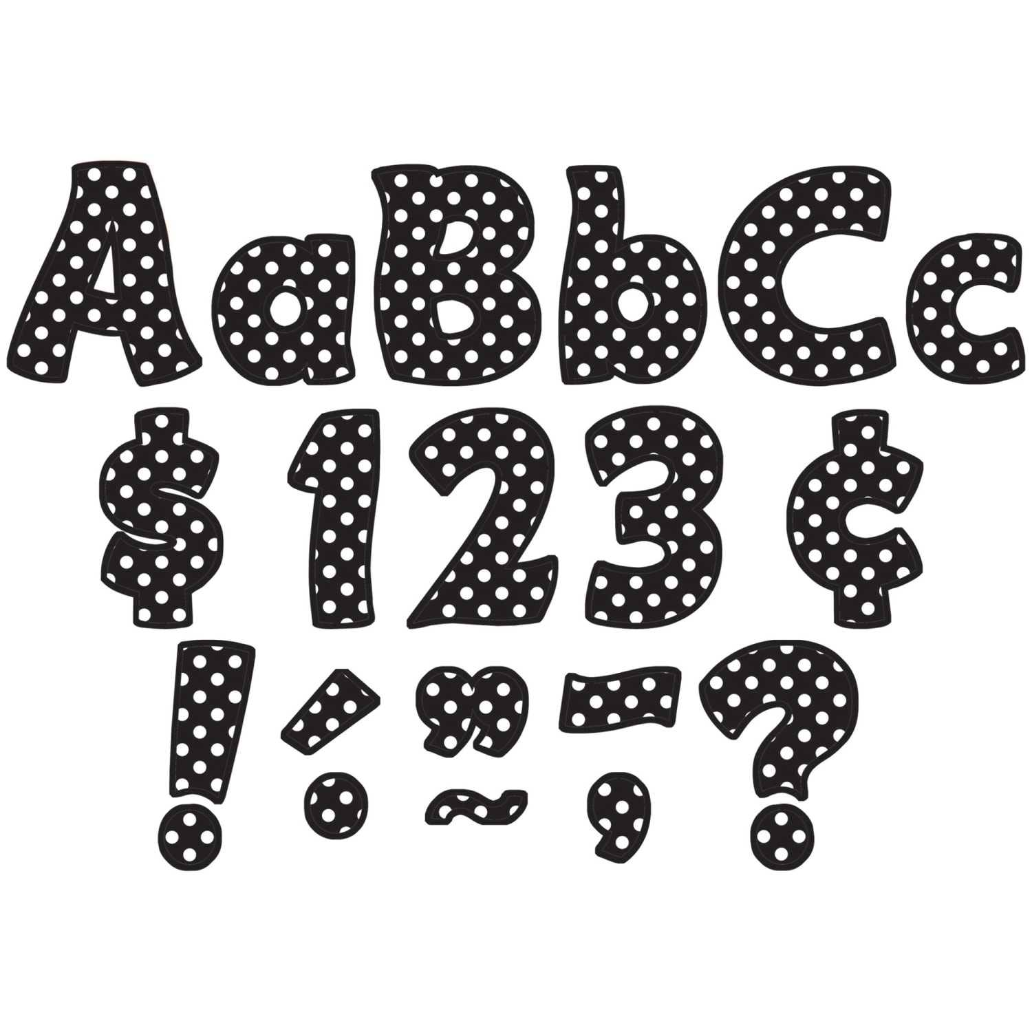 Teacher Created Resources Funtastic Font Letters Combo Packs, 4in, Black Polka Dots, 208 Pieces Per Pack, Set Of 3 Packs - Image 3