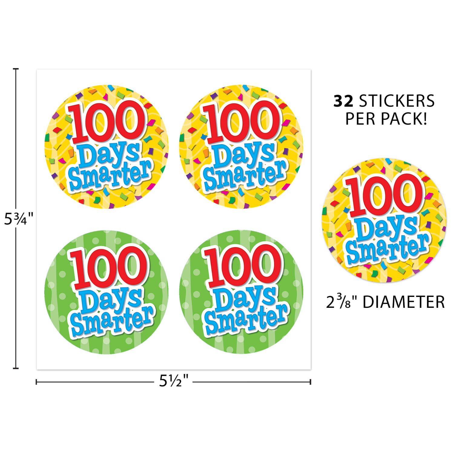 Teacher Created Resources Wear "Em Badges, 100 Days Smarter, 32 Per Pack, Set Of 6 Packs - Image 5