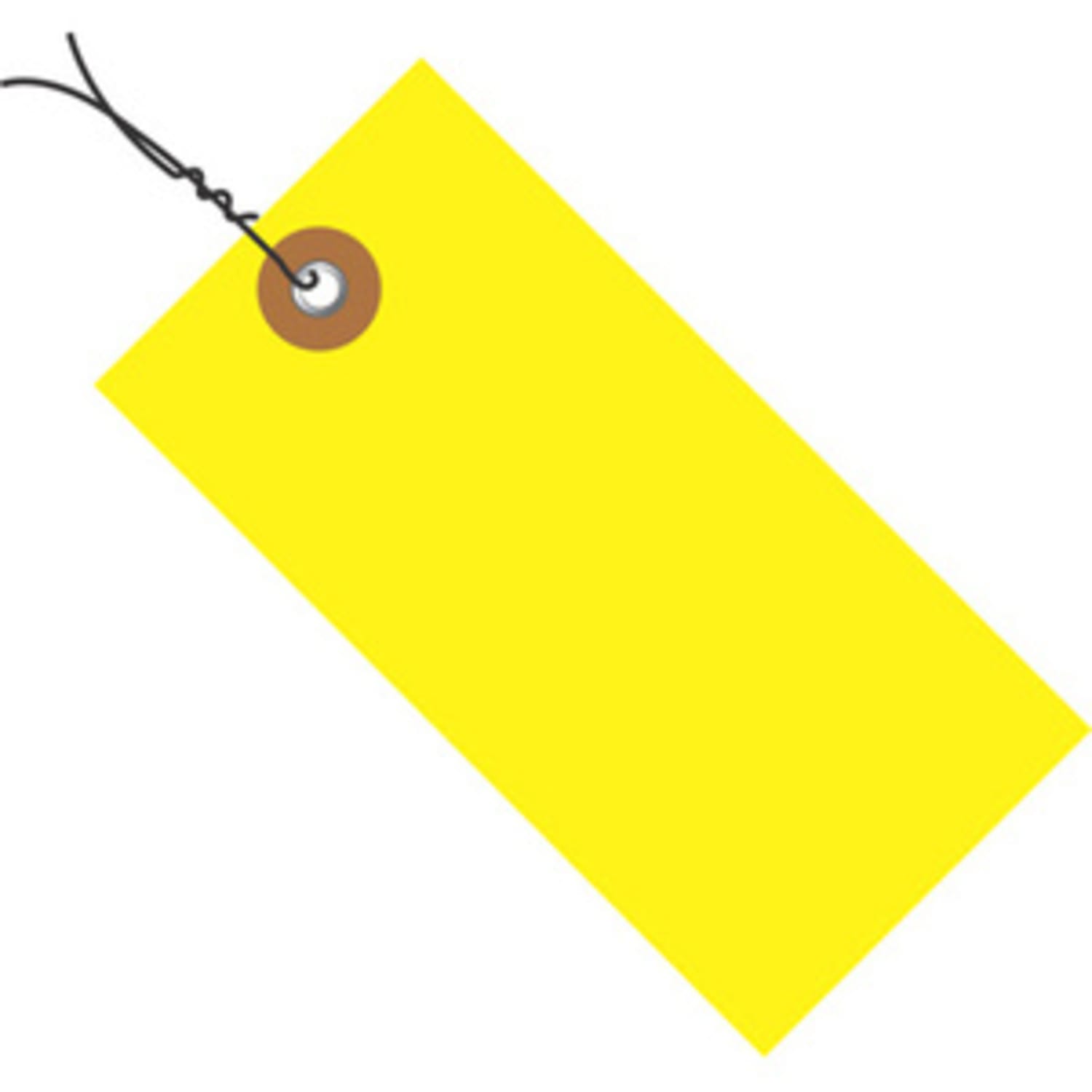 Tyvek Prewired Shipping Tags, #5, 4 3/4in x 2 3/8in, Yellow, Box Of 100