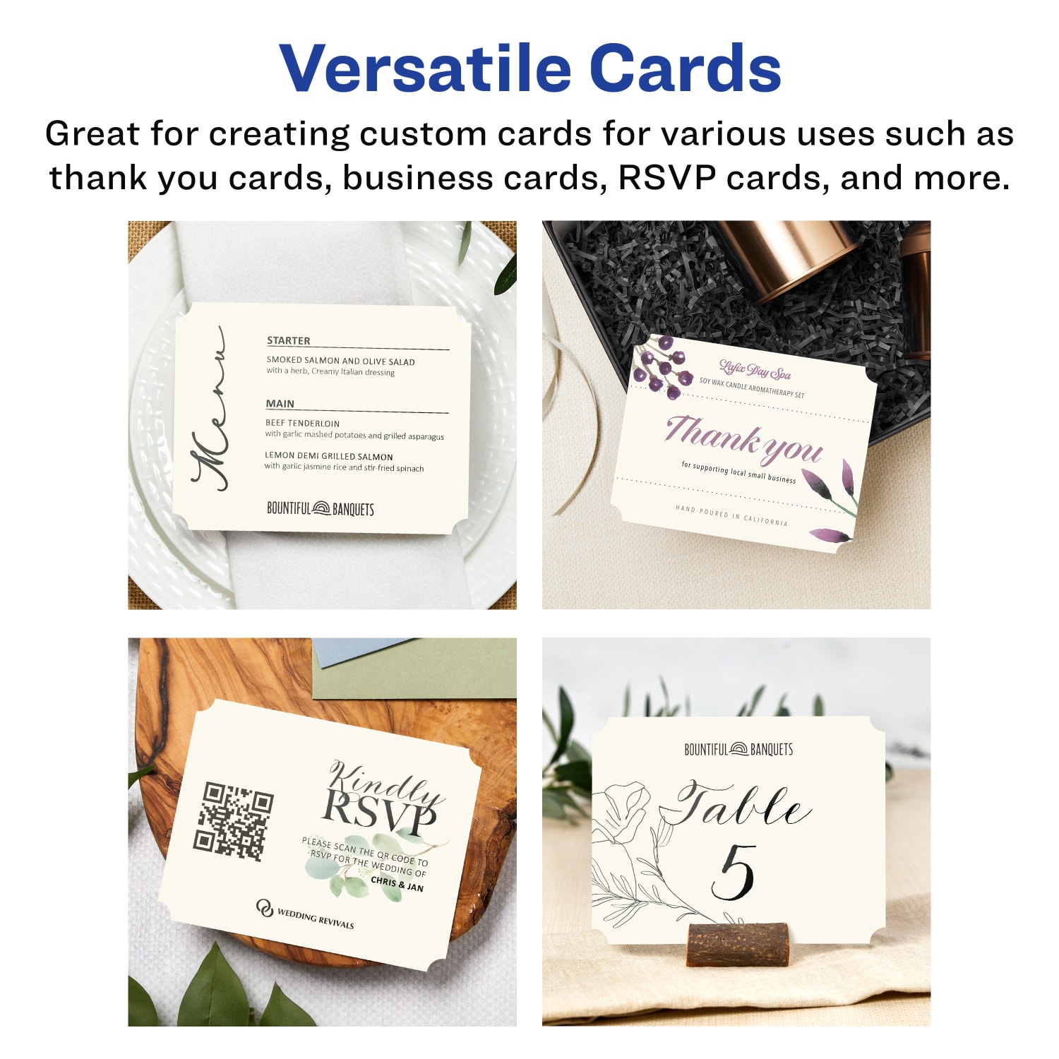 Avery Printable Postcards With Sure Feed Technology, 95278-MIC50, Rectangle Scalloped, 4.25in x 5.5in, Matte Ivory, Pack Of 100 - Image 4