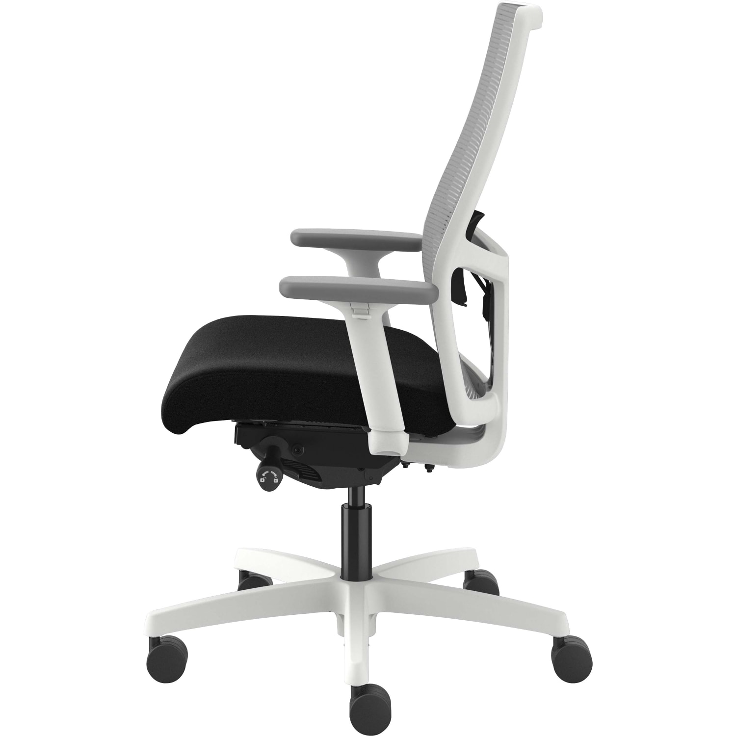 HON Ignition Mid-back Task Chair - Black Seat Color - Fog Back Color - Mesh Back Material - Designer White Frame Color - Mid Back - 1 Each - Image 5