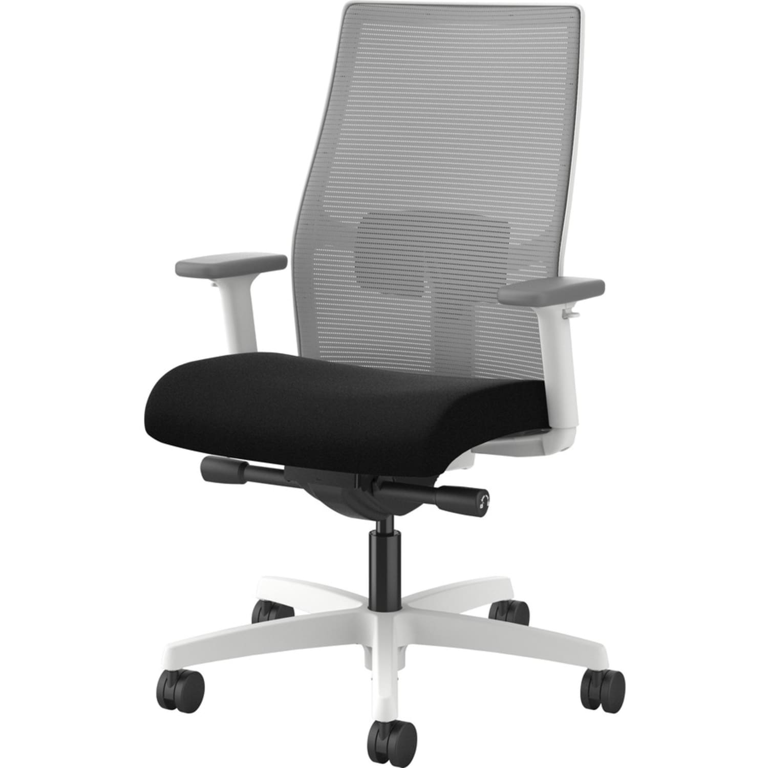 HON Ignition Mid-back Task Chair - Black Seat Color - Fog Back Color - Mesh Back Material - Designer White Frame Color - Mid Back - 1 Each - Image 6