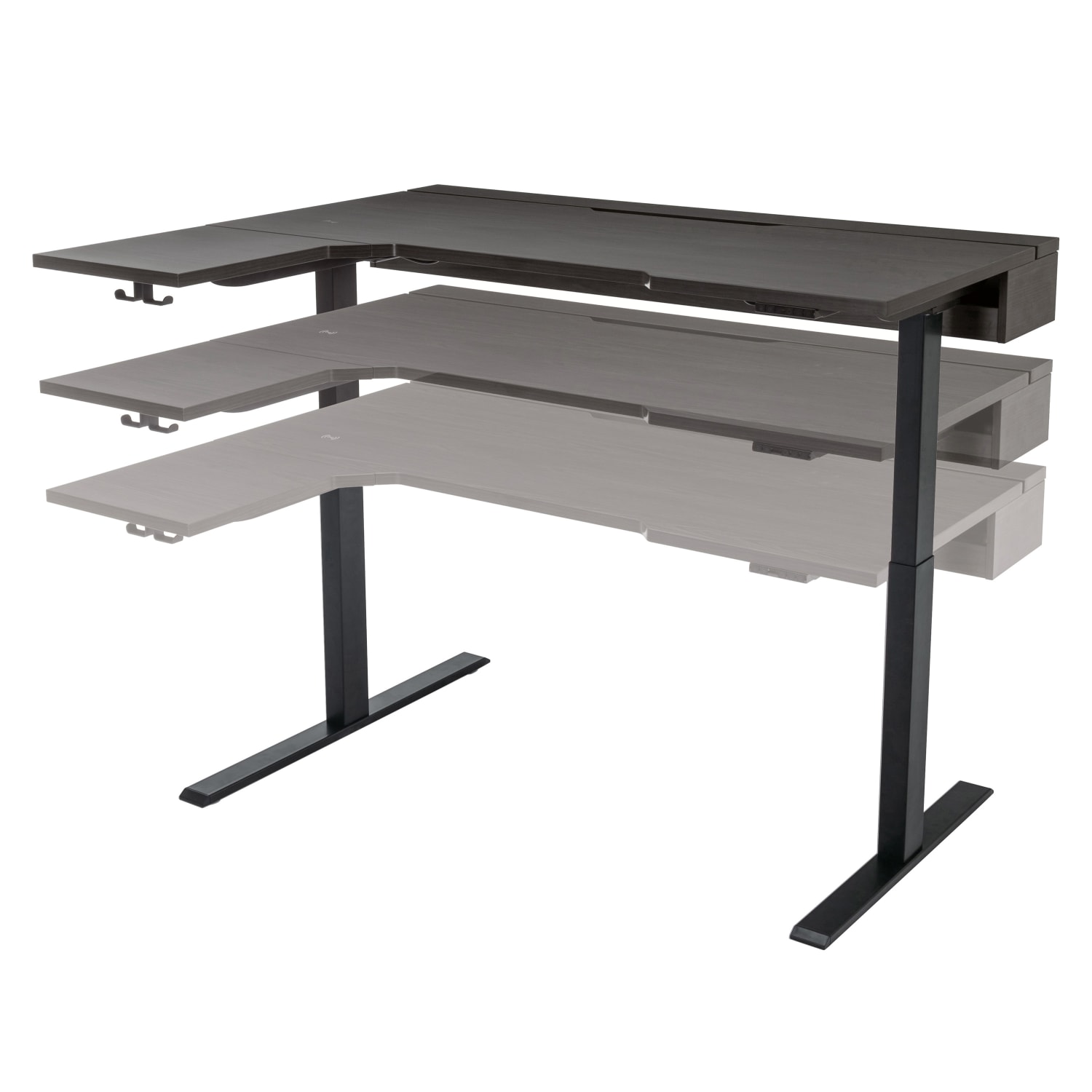 Realspace Koru Electric 59inW L-Shaped Height-Adjustable Standing Desk with Integrated Power & Charging, Espresso Oak - Image 6
