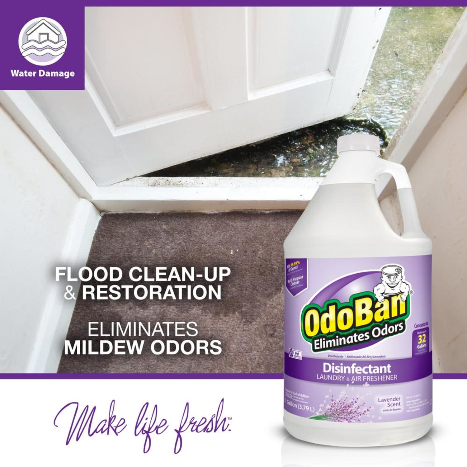 OdoBan Odor Eliminator Disinfectant Concentrate, Lavender Scent, 128 Oz Bottle - Image 6