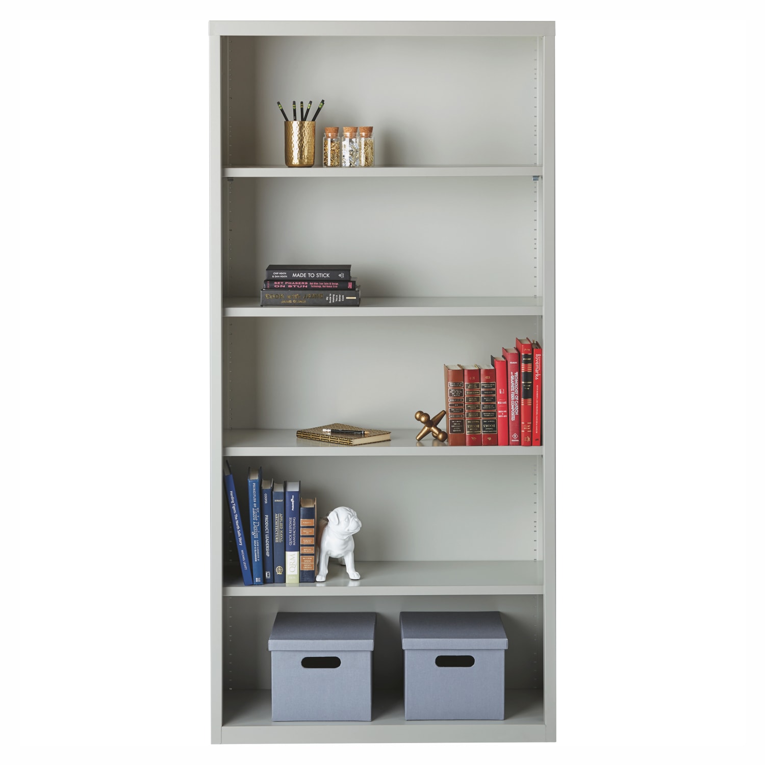 Lorell Fortress Series Steel Modular Shelving Bookcase, 2-Shelf, 30inH x 34-1/2inW x 13inD, Light Gray - Image 3