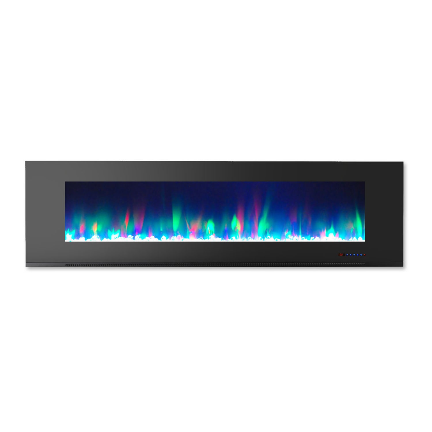 Cambridge Wall-Mount Electric Fireplace With Multicolor Flame And Crystal Rock Display, 72in, Black - Image 3