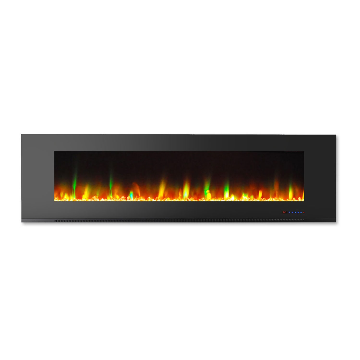 Cambridge Wall-Mount Electric Fireplace With Multicolor Flame And Crystal Rock Display, 72in, Black - Image 4