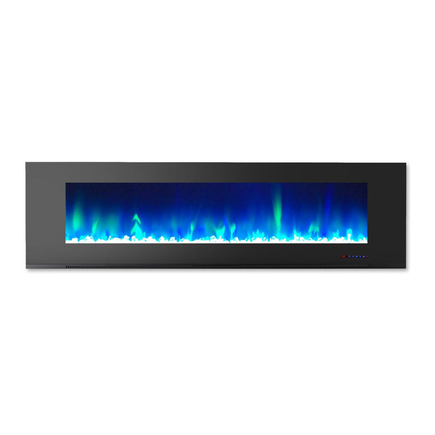 Cambridge Wall-Mount Electric Fireplace With Multicolor Flame And Crystal Rock Display, 72in, Black - Image 5