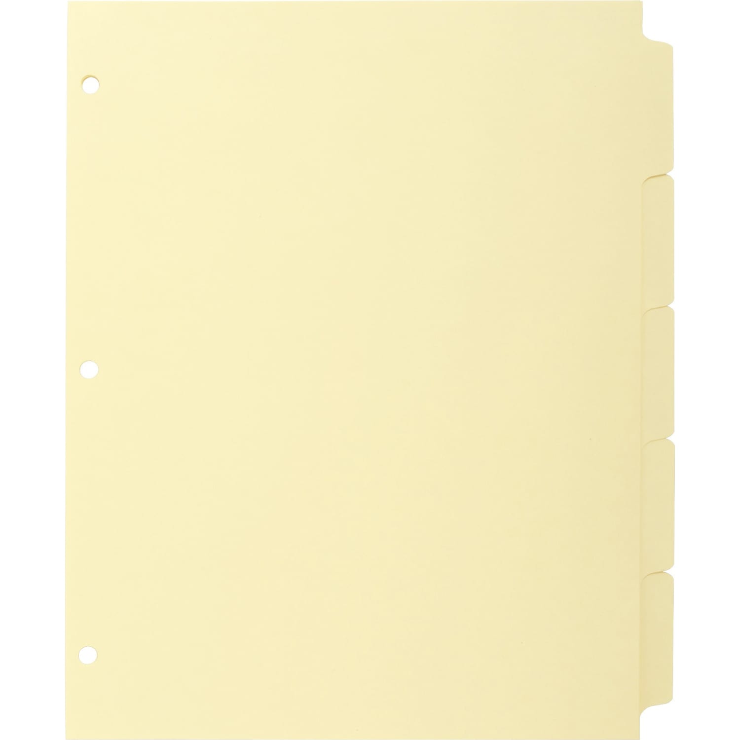 Business Source Mylar-reinforced Plain Tab Indexes - 5 Write-on Tab(s) - 8.5in Dividerx 11in Divider - Letter - 3 Hole Punched - Canary Tab(s) - 36/Box