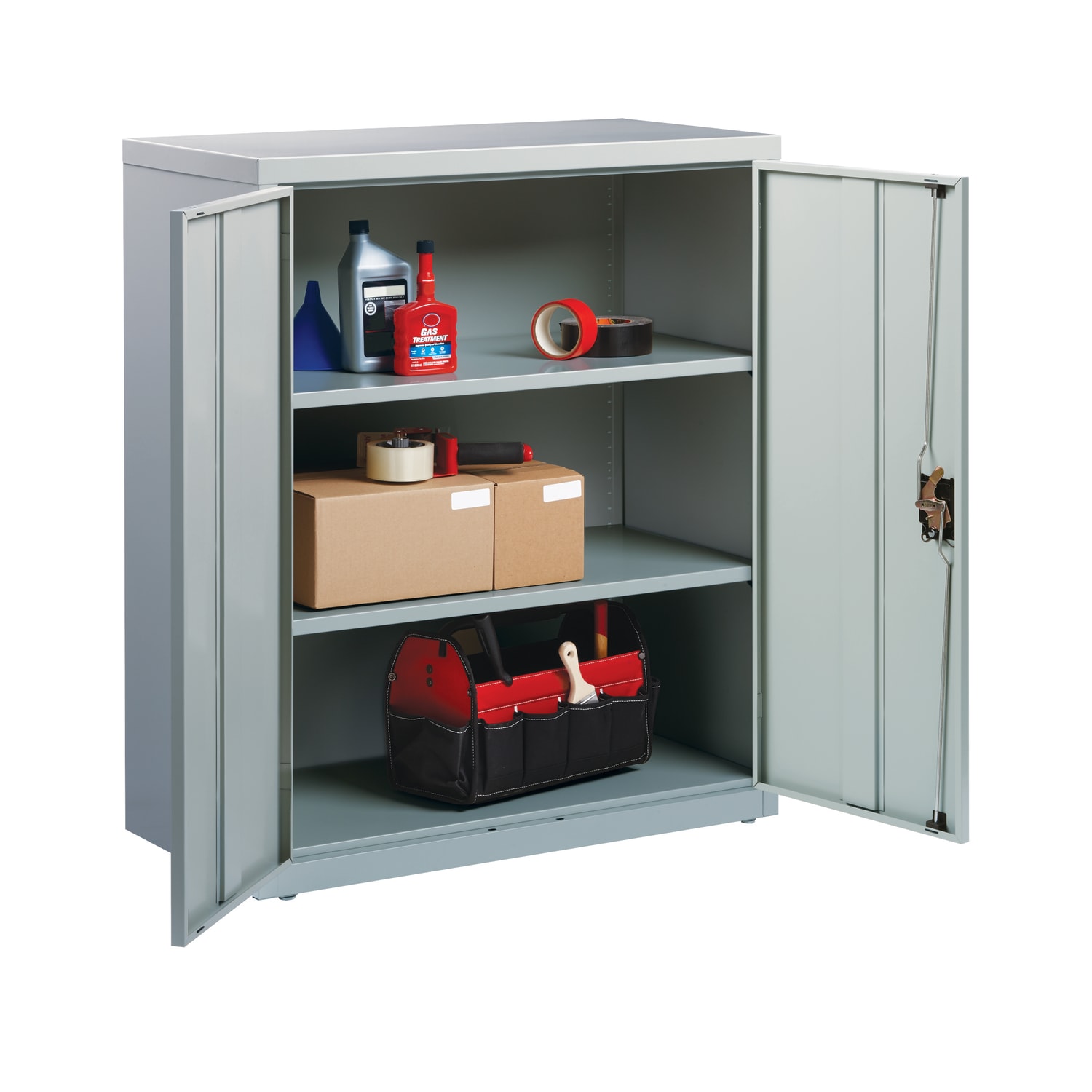 Lorell Fortress Series 18inD Steel Storage Cabinet, Fully Assembled, 3-Shelf, Light Gray - Image 3