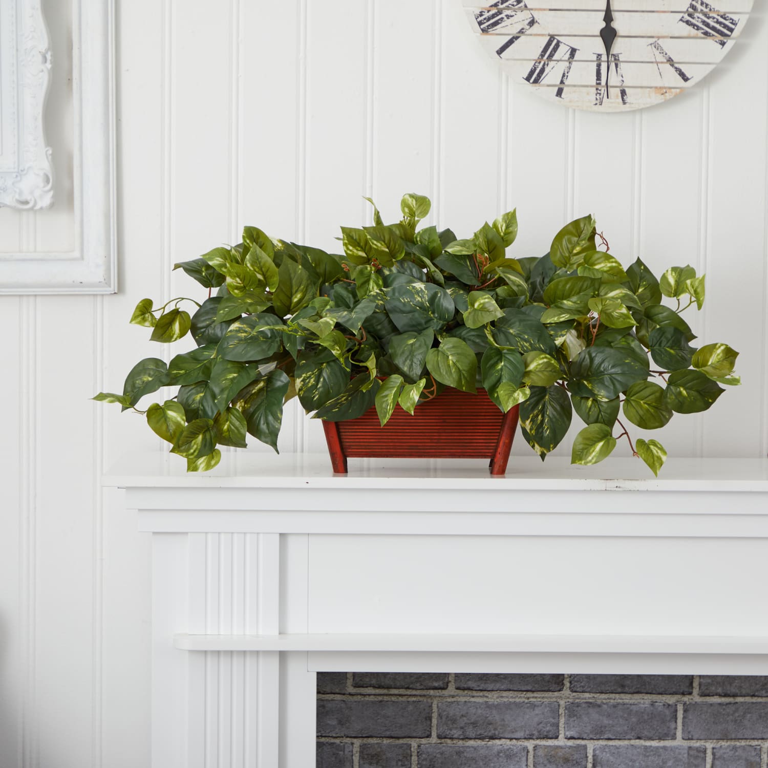 Nearly Natural Pothos 16inH Artificial Plant With Rectangle Decorative Planter, 16inH x 36inW x 14inD, Green - Image 5