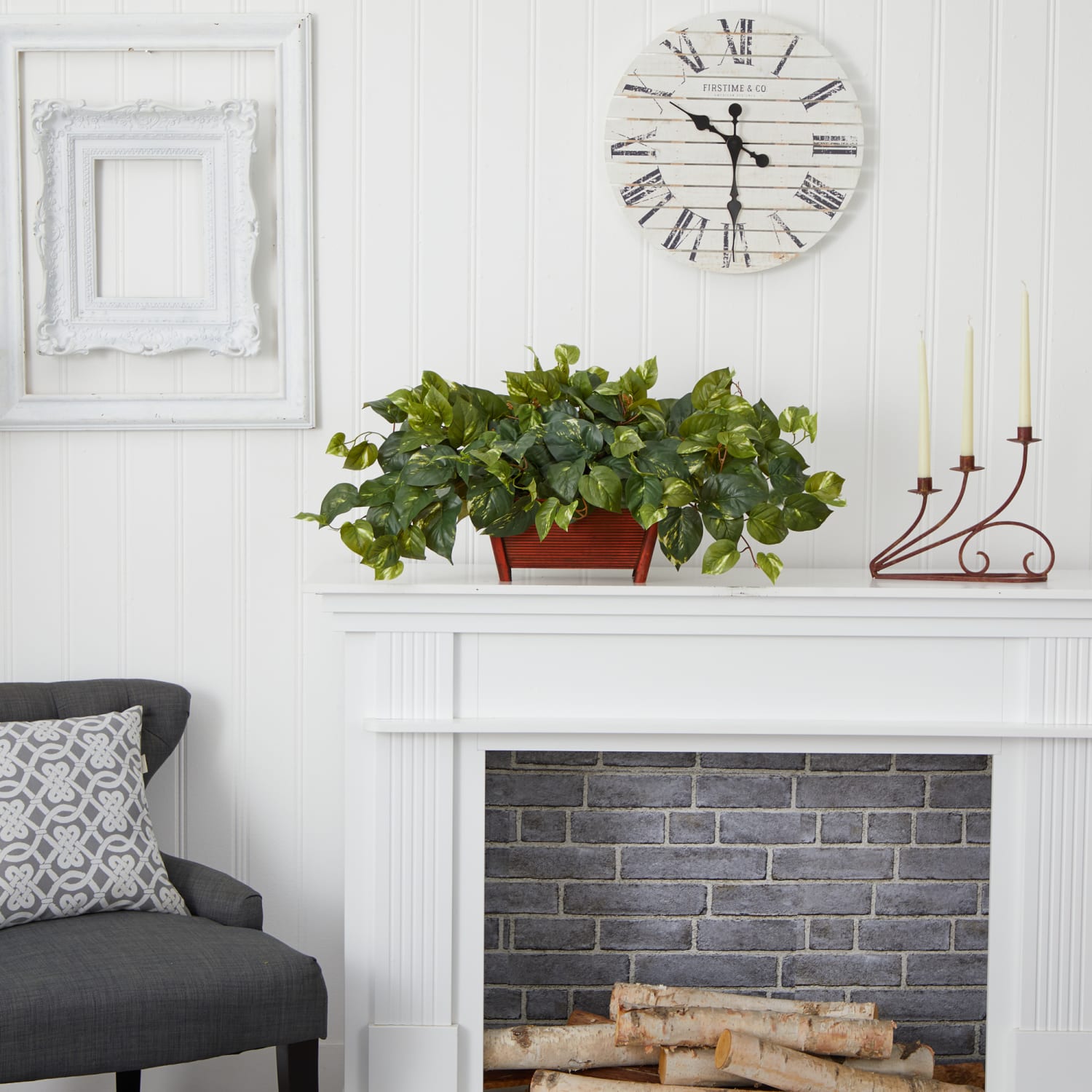 Nearly Natural Pothos 16inH Artificial Plant With Rectangle Decorative Planter, 16inH x 36inW x 14inD, Green - Image 6