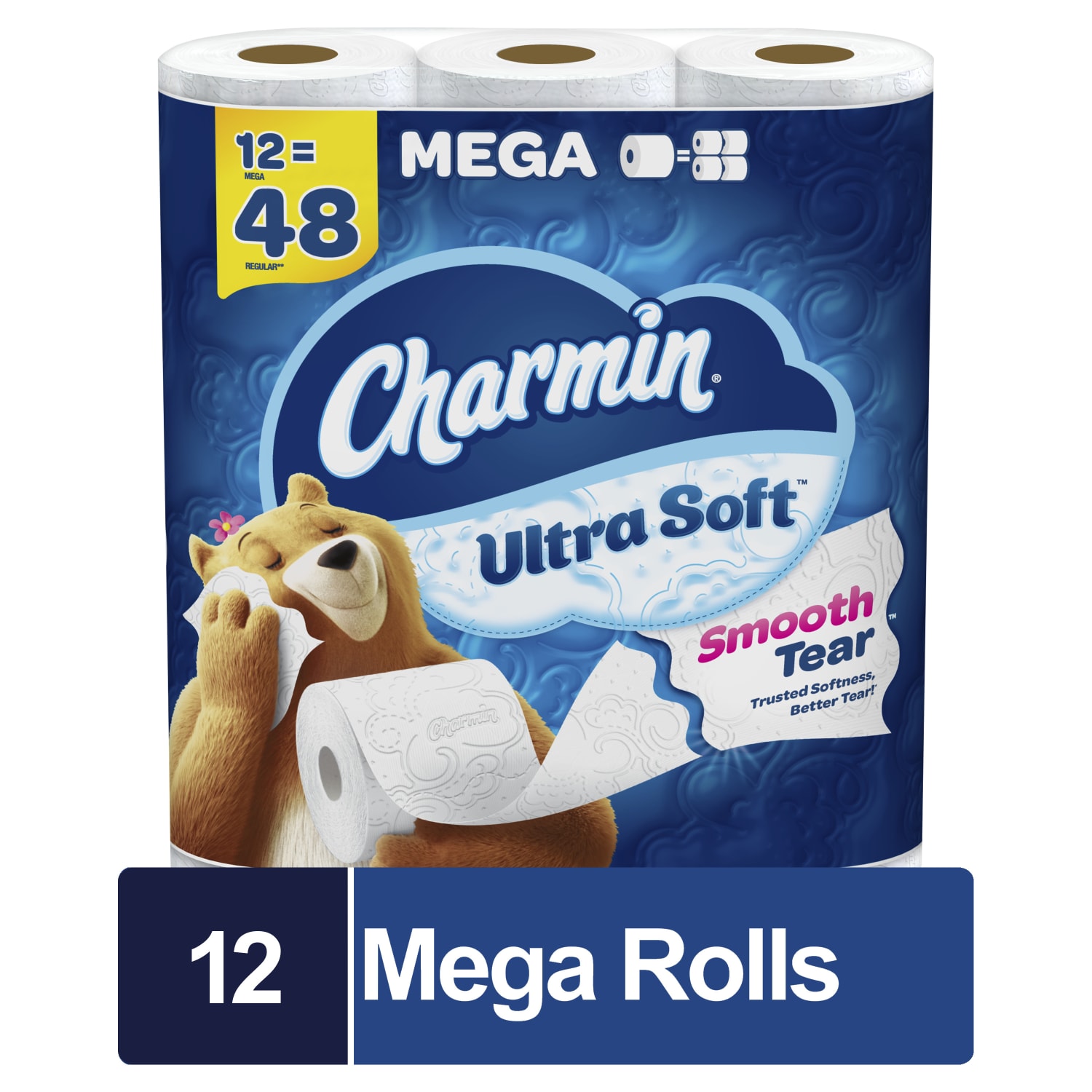 Charmin Ultra-Soft 2-Ply Toilet Paper Mega Rolls, 4in x 4in, White, 224 Sheets Per Roll, Pack Of 12 Rolls - Image 3