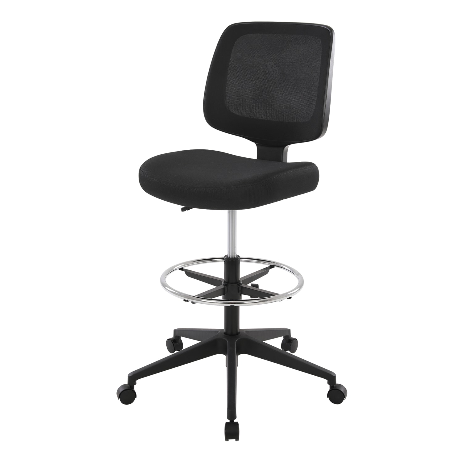 Realspace Laristo MeshFabric Mid Back Drafting Chair Black BIFMA Compliant PopularChairscom