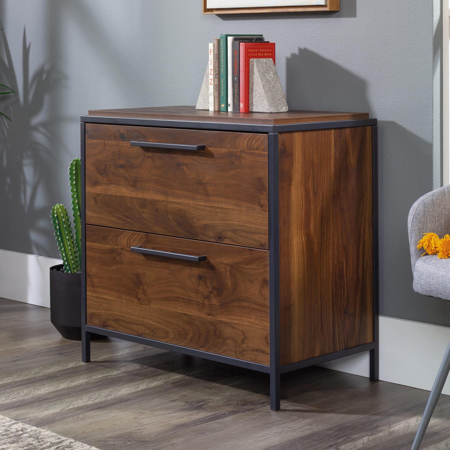 Sauder Nova Loft 30-1/4inW x 17-1/4inD Lateral 2-Drawer File Cabinet, Grand Walnut - Image 4