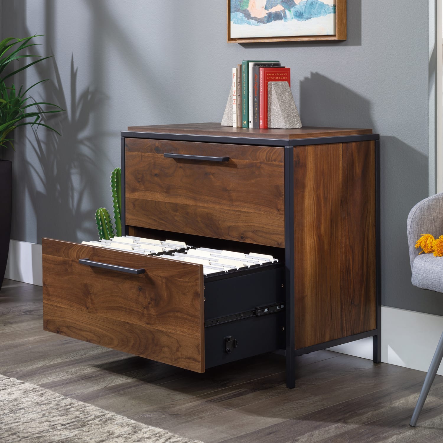 Sauder Nova Loft 30-1/4inW x 17-1/4inD Lateral 2-Drawer File Cabinet, Grand Walnut - Image 5