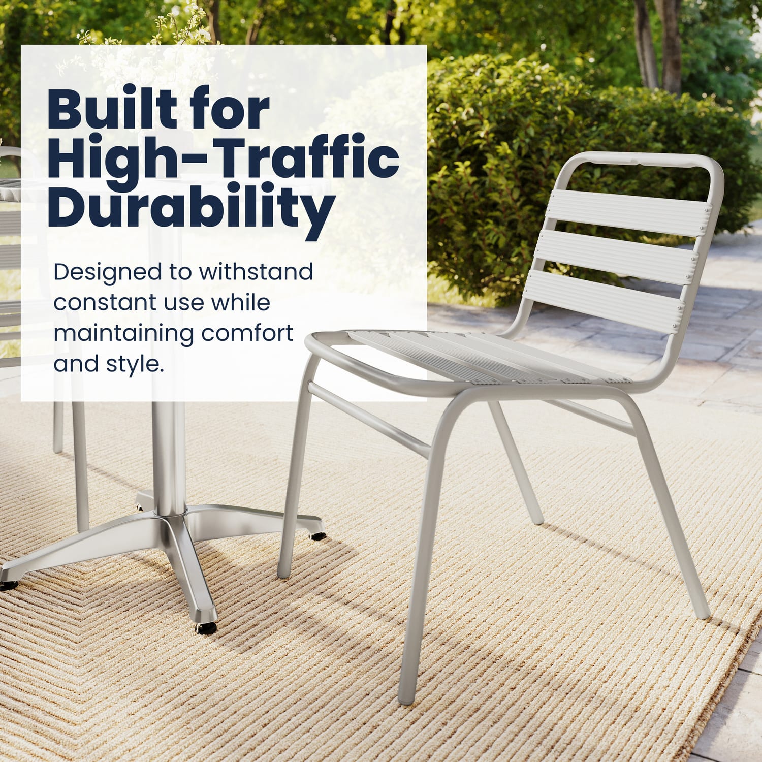Flash Furniture Lila Aluminum Restaurant Stack Armless Chair, Silver - Image 5