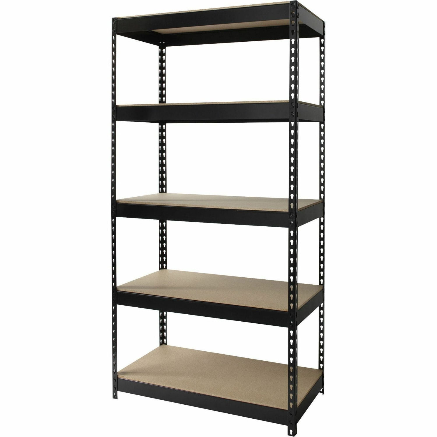 Lorell 5-Shelf Riveted Steel Shelving, 72inH x 36inW x 18inD, Black - Image 3