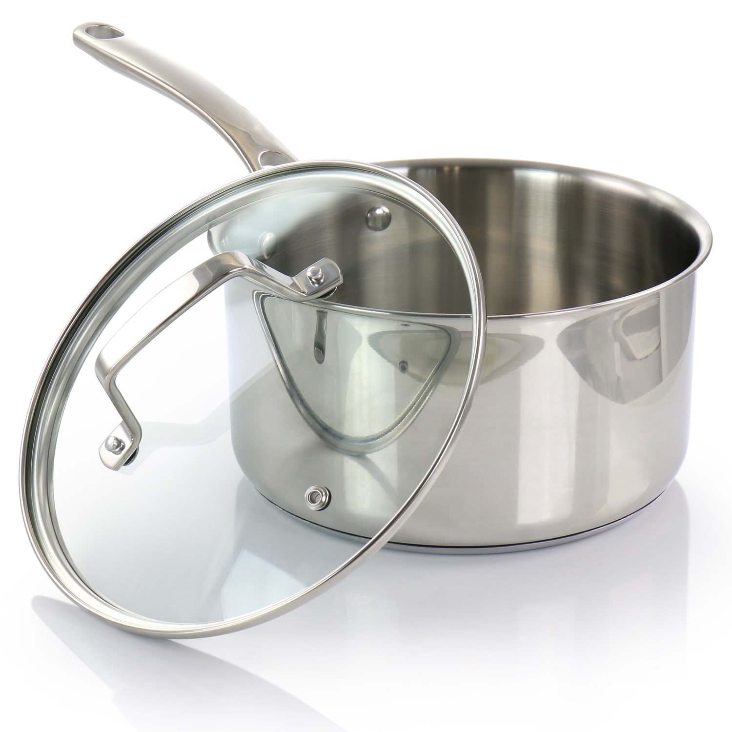 Martha Stewart Stainless Steel Saucepan With Glass Lid. 3.5 Quart, Silver - Image 3