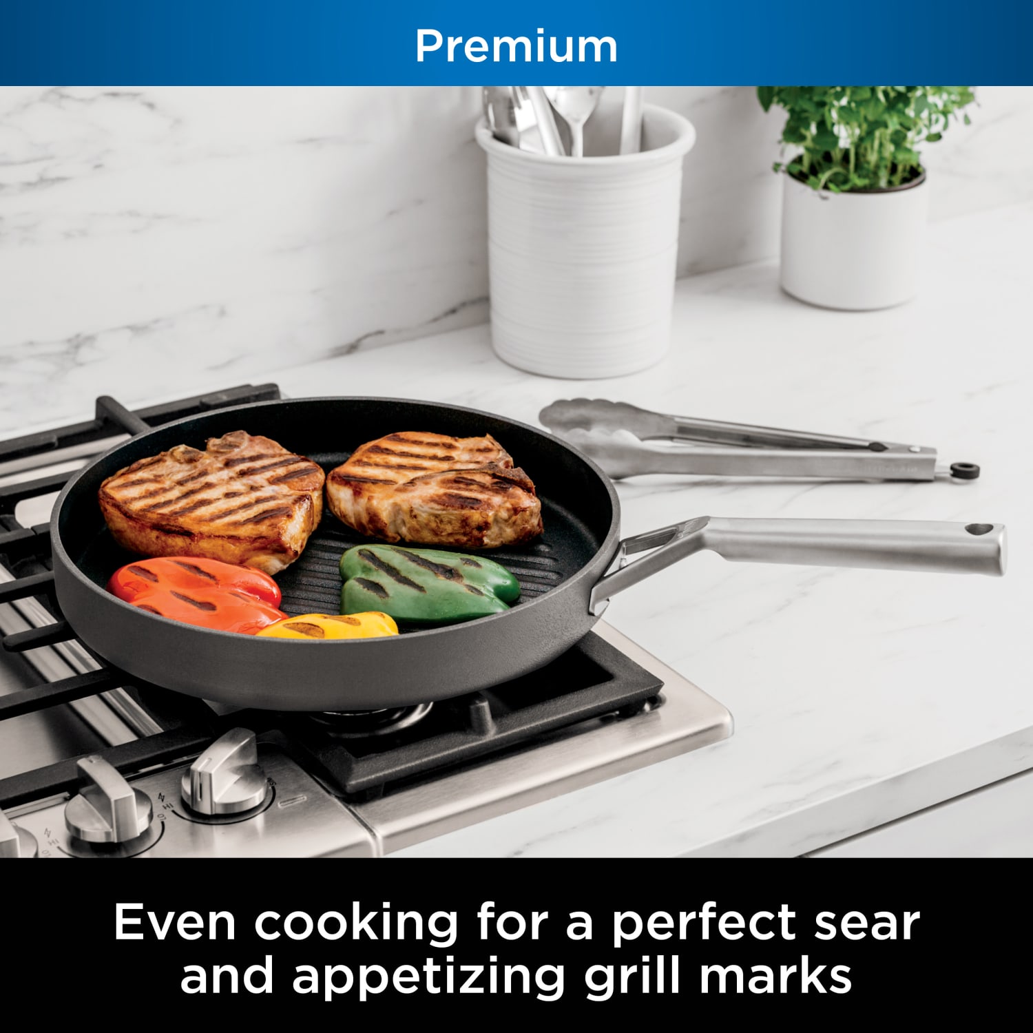 Ninja Foodi NeverStick Premium 12in Round Grill Pan, Slate Gray - Image 4