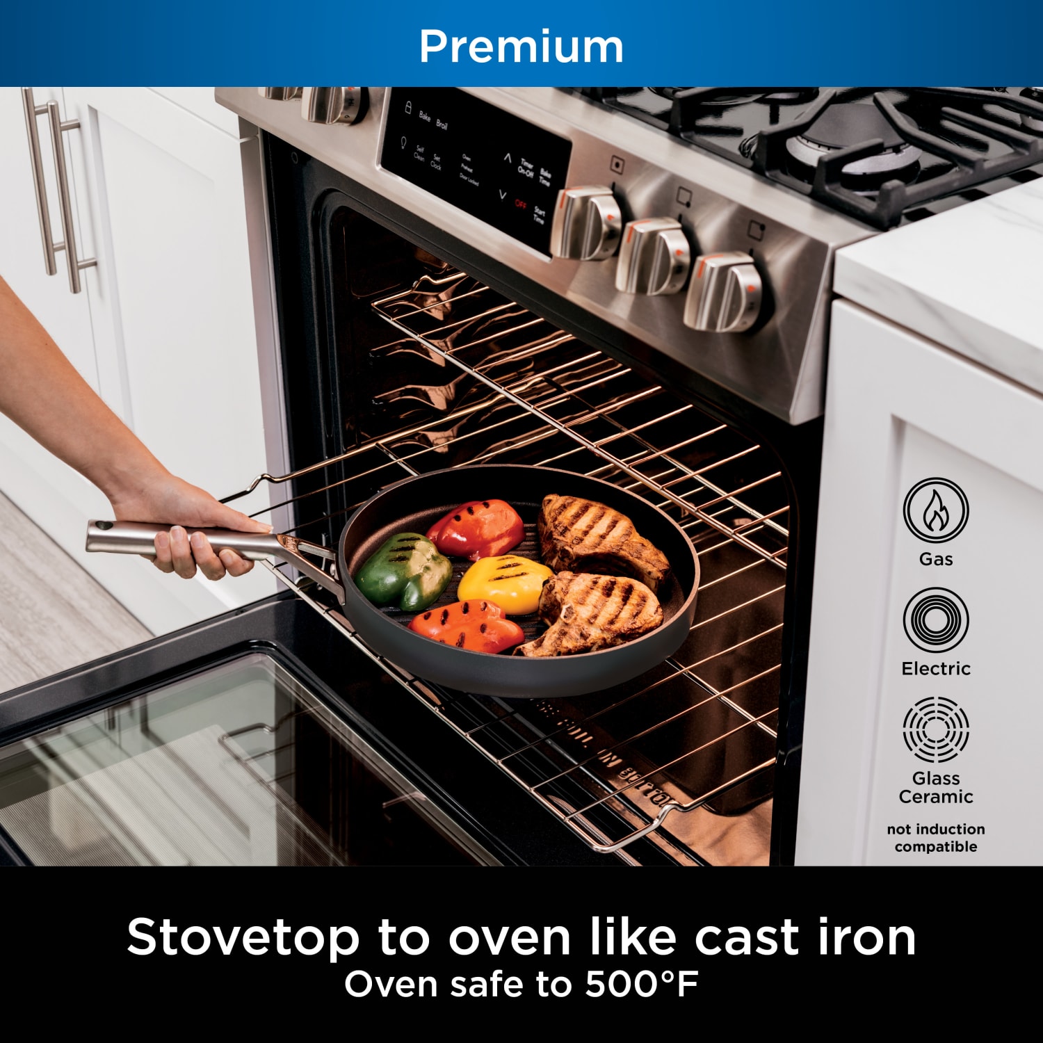 Ninja Foodi NeverStick Premium 12in Round Grill Pan, Slate Gray - Image 5