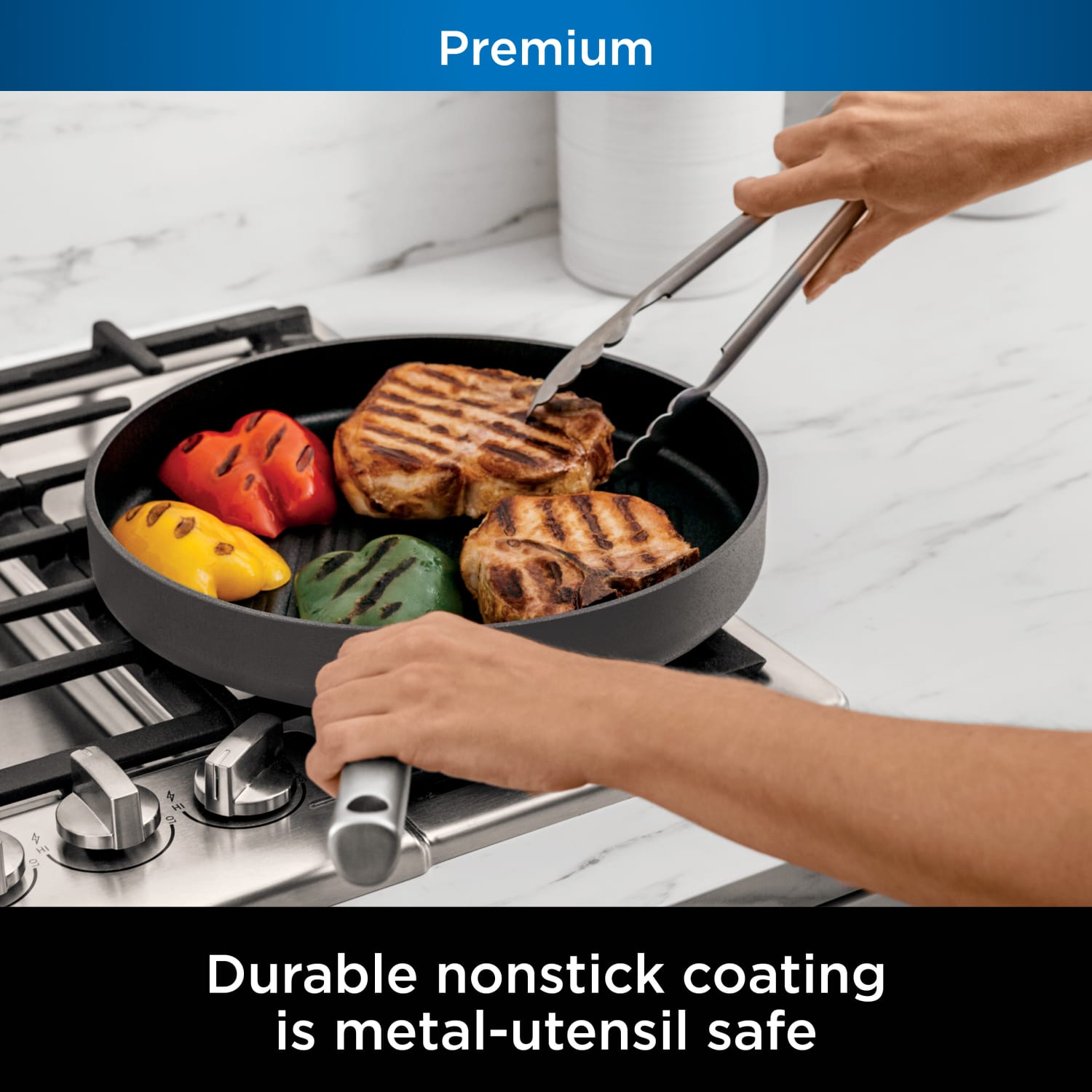Ninja Foodi NeverStick Premium 12in Round Grill Pan, Slate Gray - Image 6