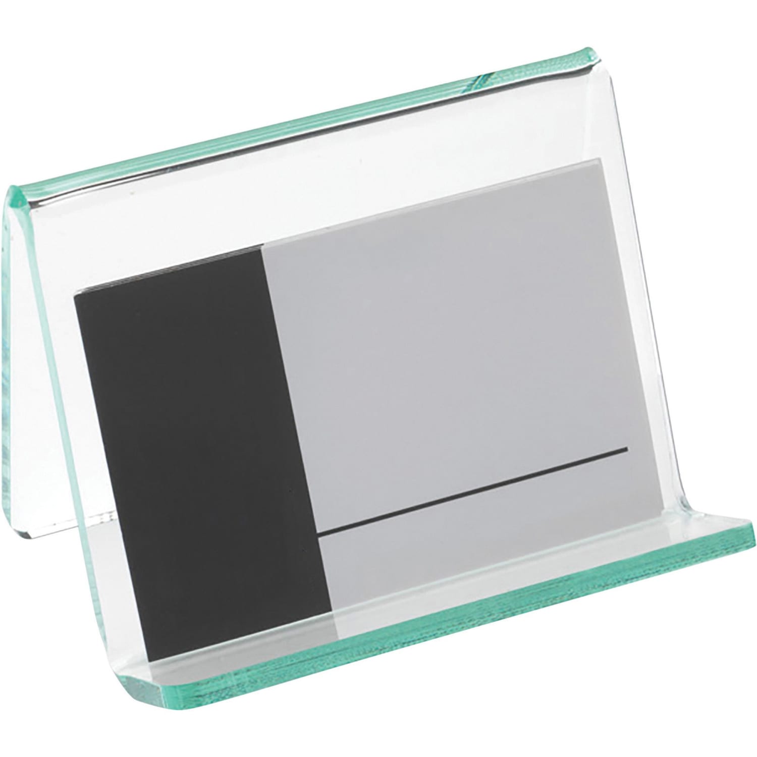 Lorell Acrylic Business Card Holder, 2inW x 3inD x 4inH, Clear/Green Edge - Image 4