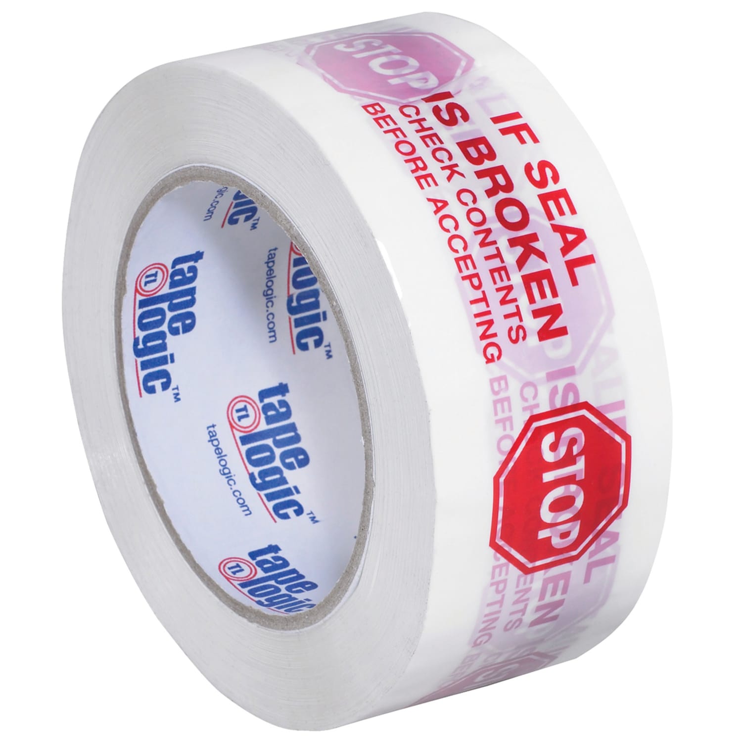 Tape Logic Stop If Seal Is Broken Preprinted Carton-Sealing Tape, 3in Core, 2in x 55 Yd., Red/White, Case Of 6 - Image 3