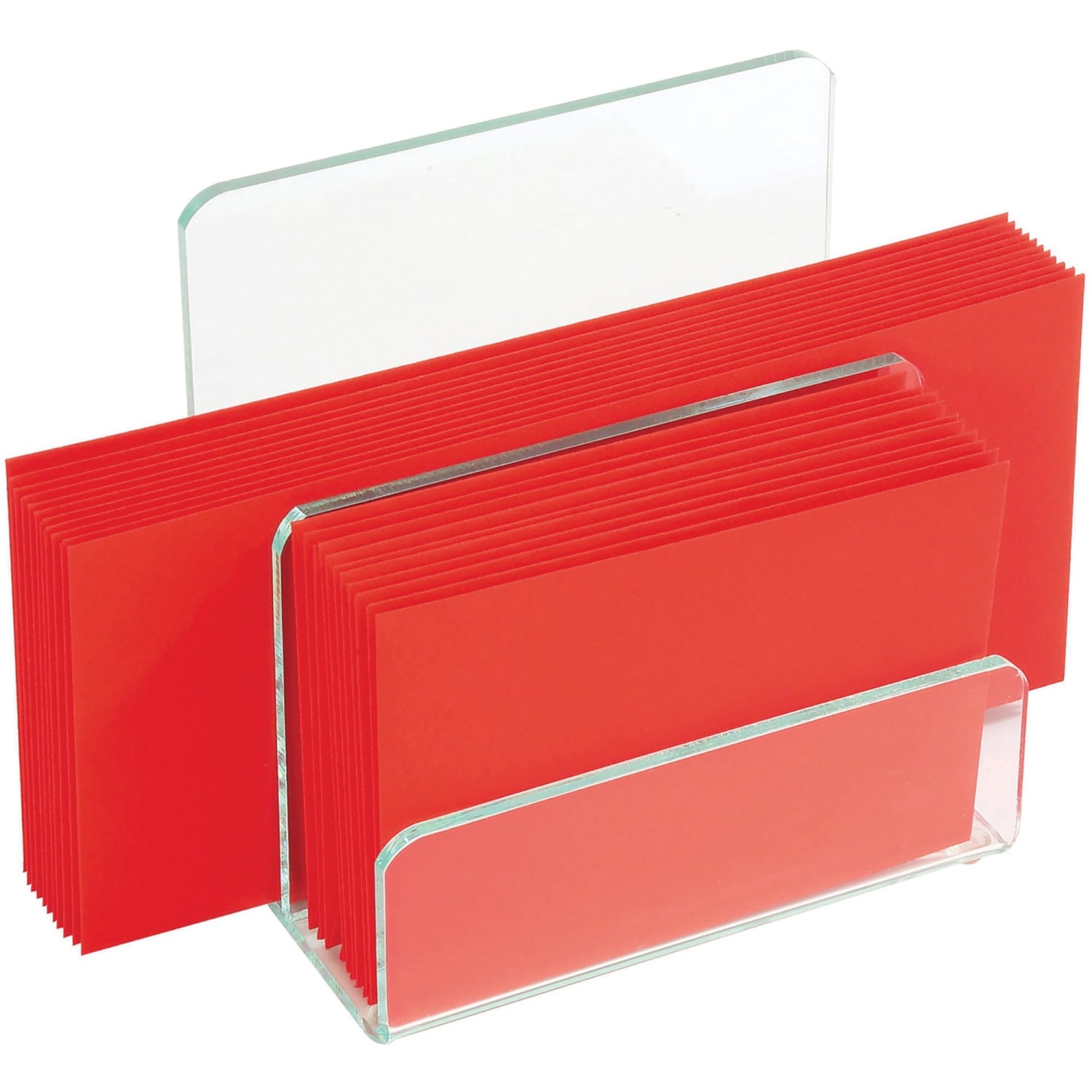 Lorell Acrylic Mini File Sorter, 7 5/16inW x 8 1/8inD x 8 5/16inH, Clear/Green Edge - Image 4