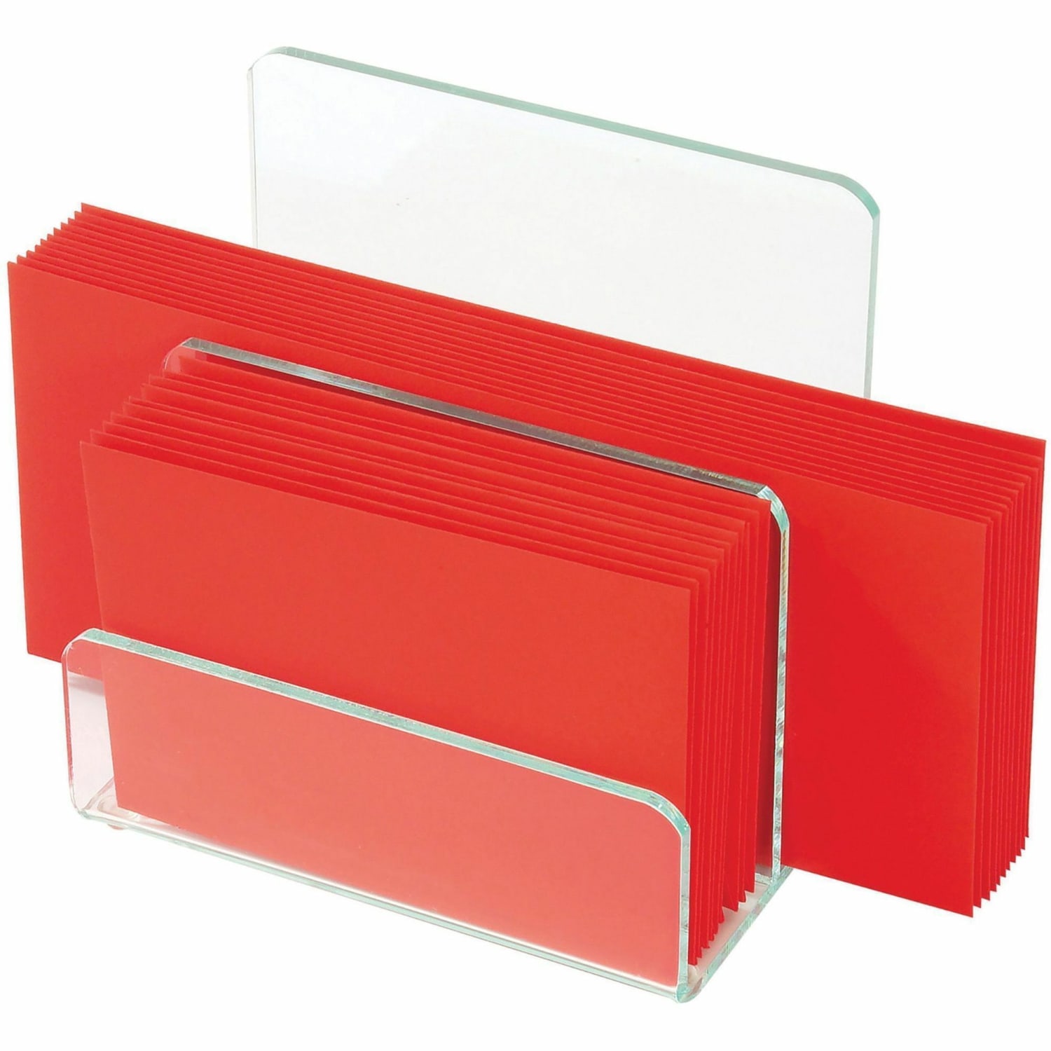 Lorell Acrylic Mini File Sorter, 7 5/16inW x 8 1/8inD x 8 5/16inH, Clear/Green Edge - Image 5