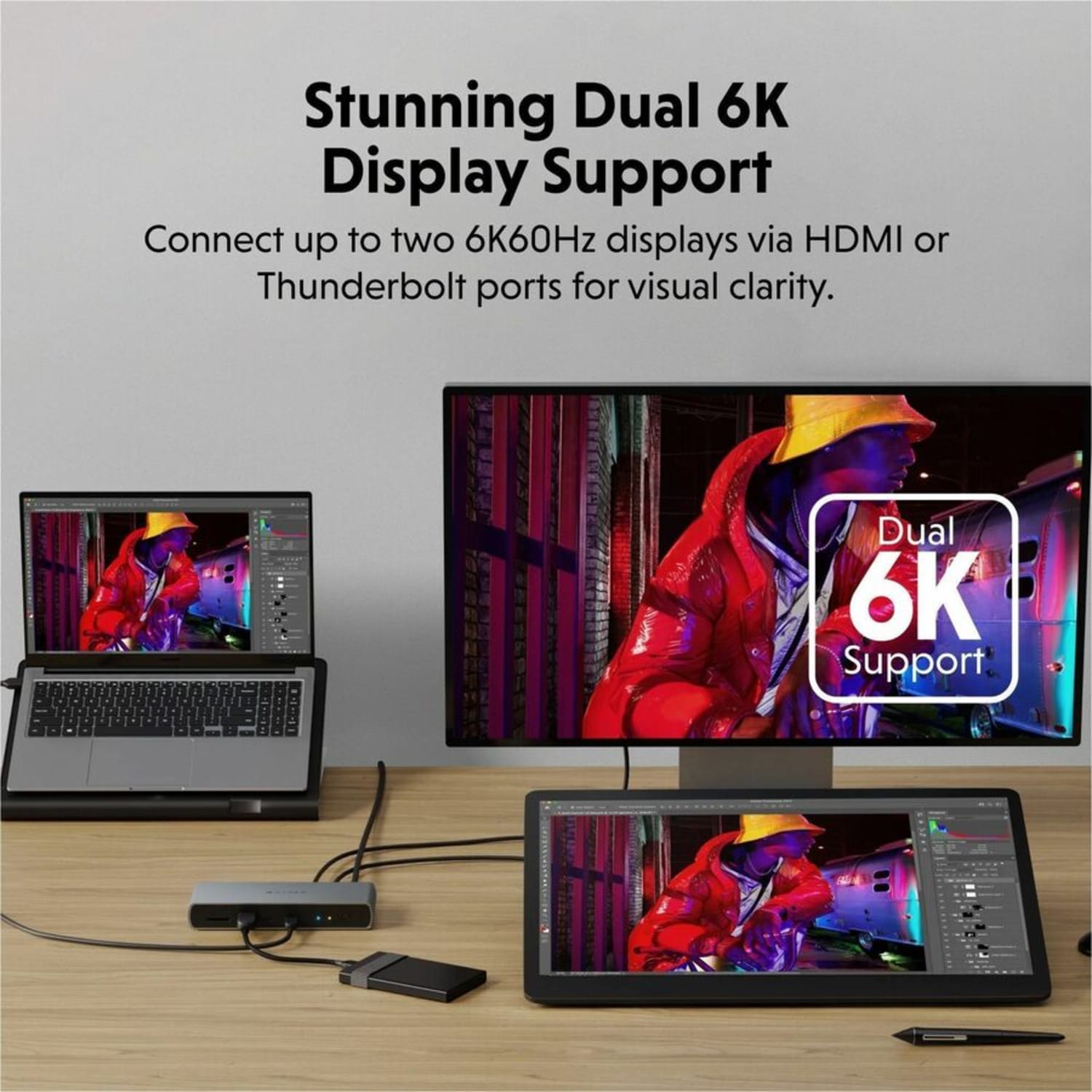 Targus HyperDrive Thunderbolt 4 Docking Station, 2-15/16inH x 7-7/8inW x 1-1/4inD, Silver, HDTB4D-US - Image 6