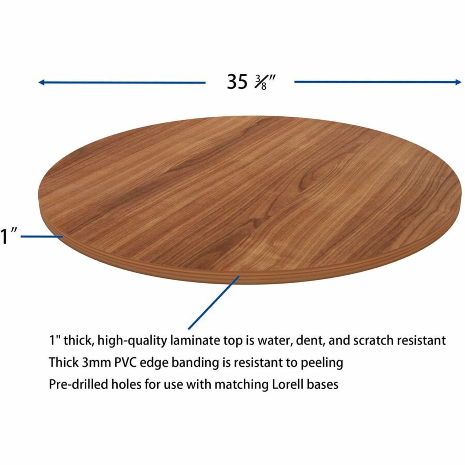 Lorell Hospitality/Conference Tabletop, x 36in Diameter, Walnut, 69960 - Image 6