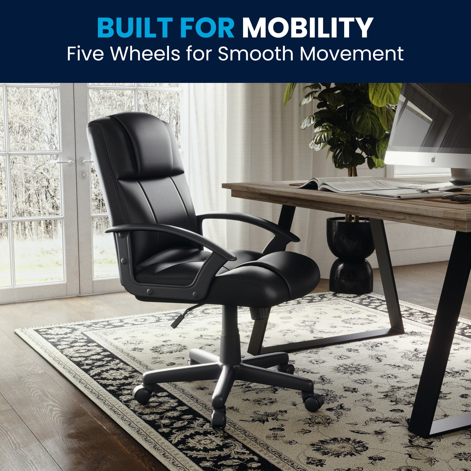Flash Furniture Flash Fundamentals LeatherSoft Faux Leather Mid Back Task Chair Black PopularChairscom
