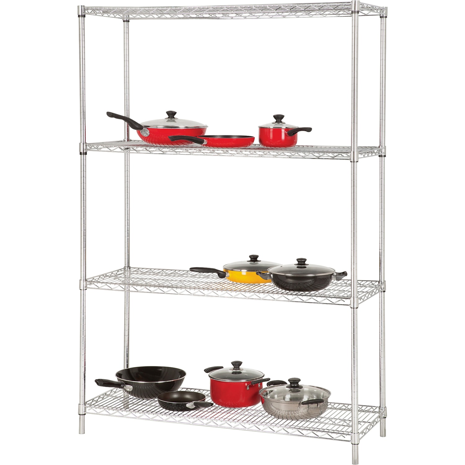 Lorell Industrial Chrome Wire Shelving Starter Kit, 48in W x 18inD, Steel/Chrome - Image 3