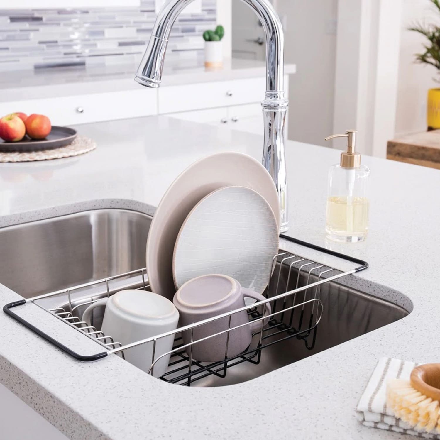 Better Houseware Stainless-Steel Over-the-Sink Dish Drainer, 4-1/2inH x 8-1/4inW x 19-1/4inD, Silver - Image 6