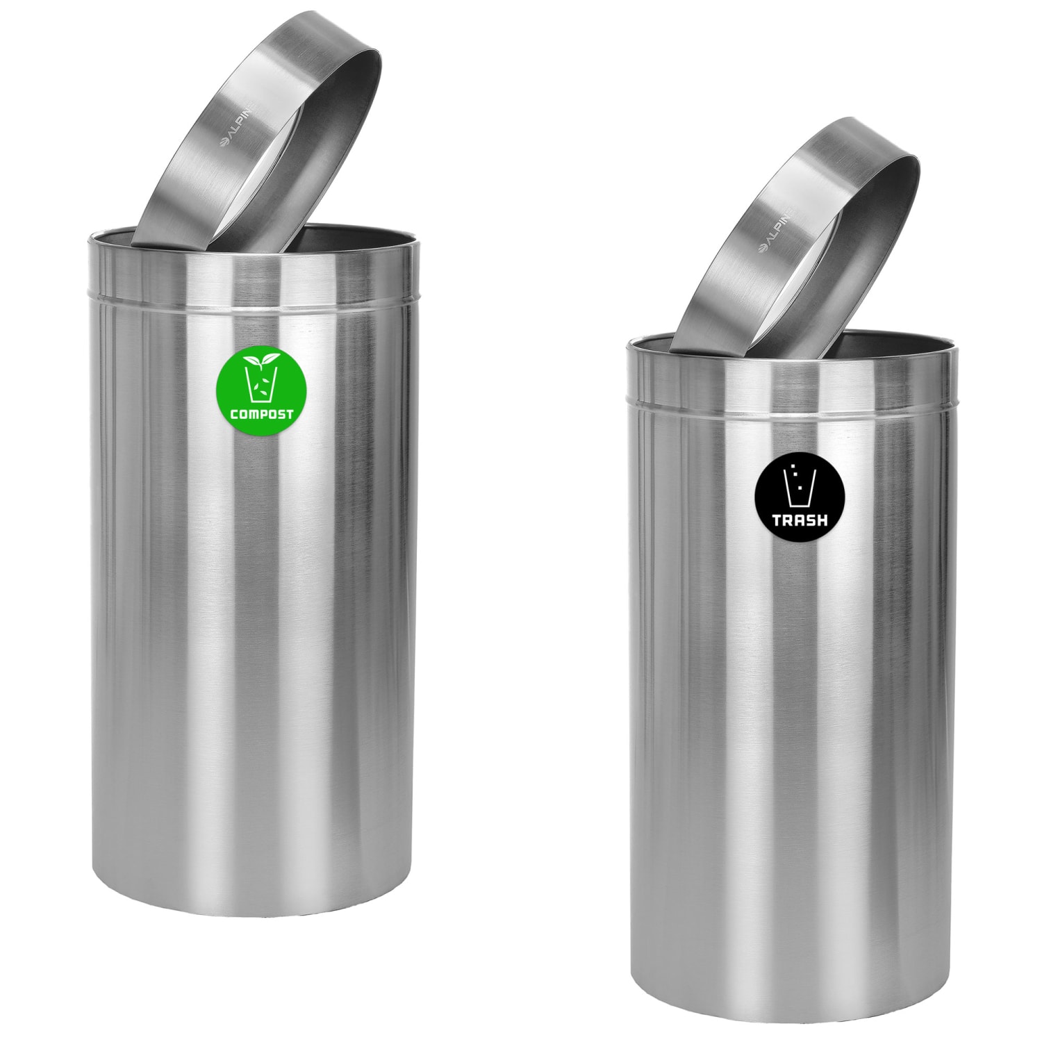 Alpine Industries Stainless Steel Compost Bin And Trash Can, 27 Gallons, Silver - Image 3