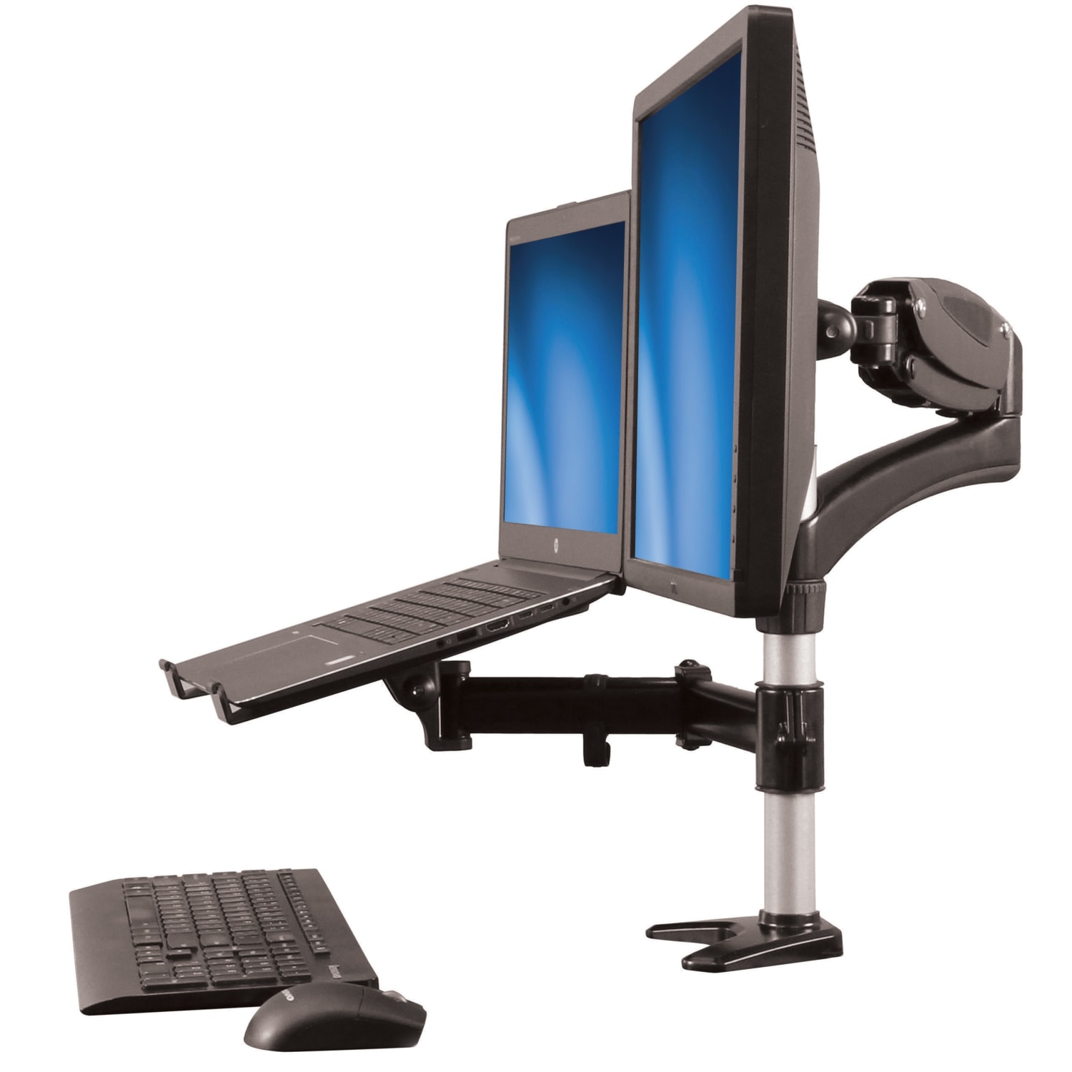StarTech.com Laptop Monitor Stand - Computer Monitor Stand - Full Motion Articulating - VESA Mount Monitor Desk Mount - ARMUNONB