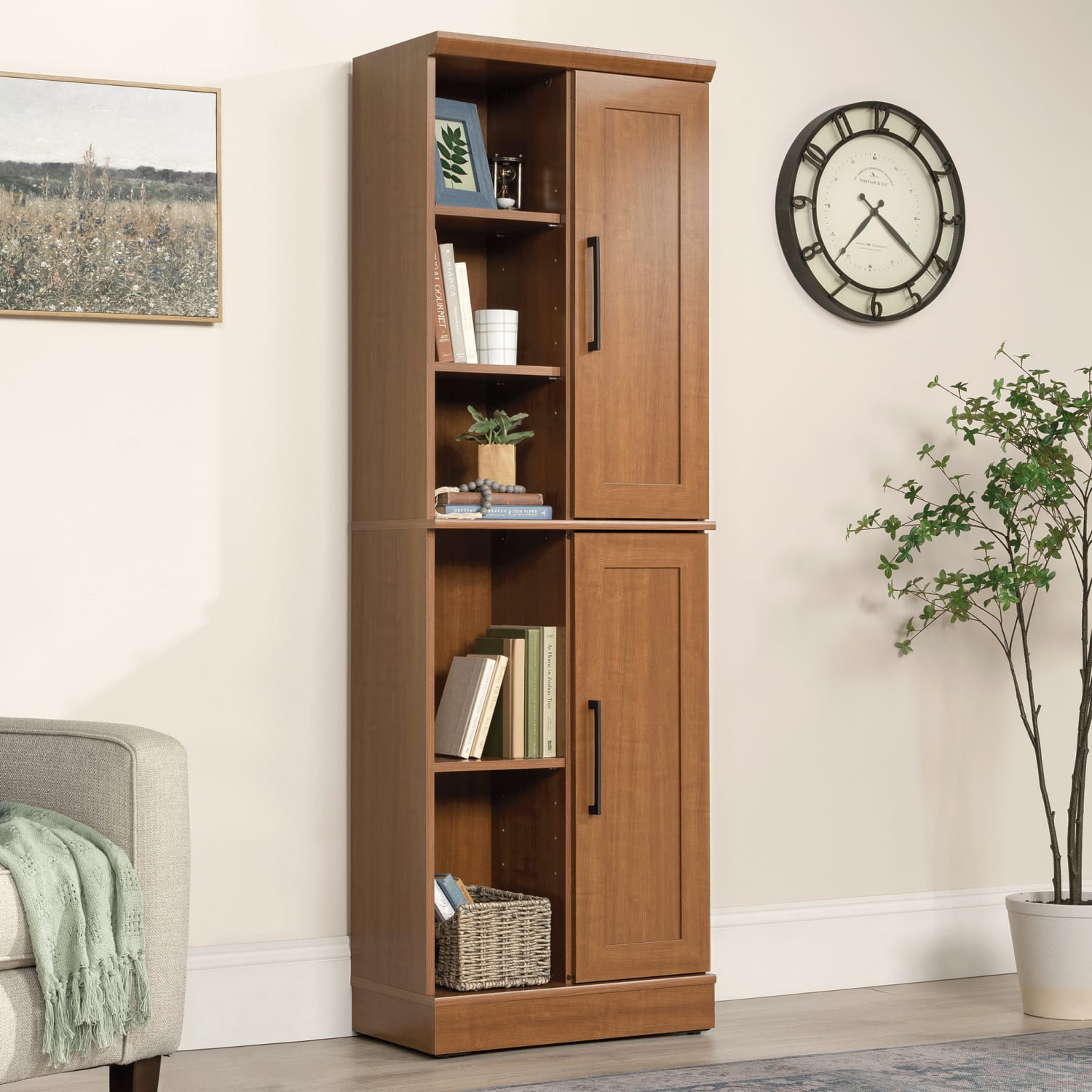 Sauder HomePlus Modern 24inW Storage Cabinet With Adjustable Doors, Sienna Oak - Image 4