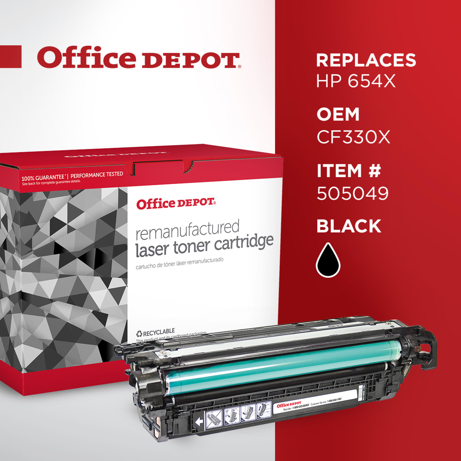 Office Depot Remanufactured Black High Yield Toner Cartridge Replacement For HP 654X, CF330X, OD654XM - Image 6