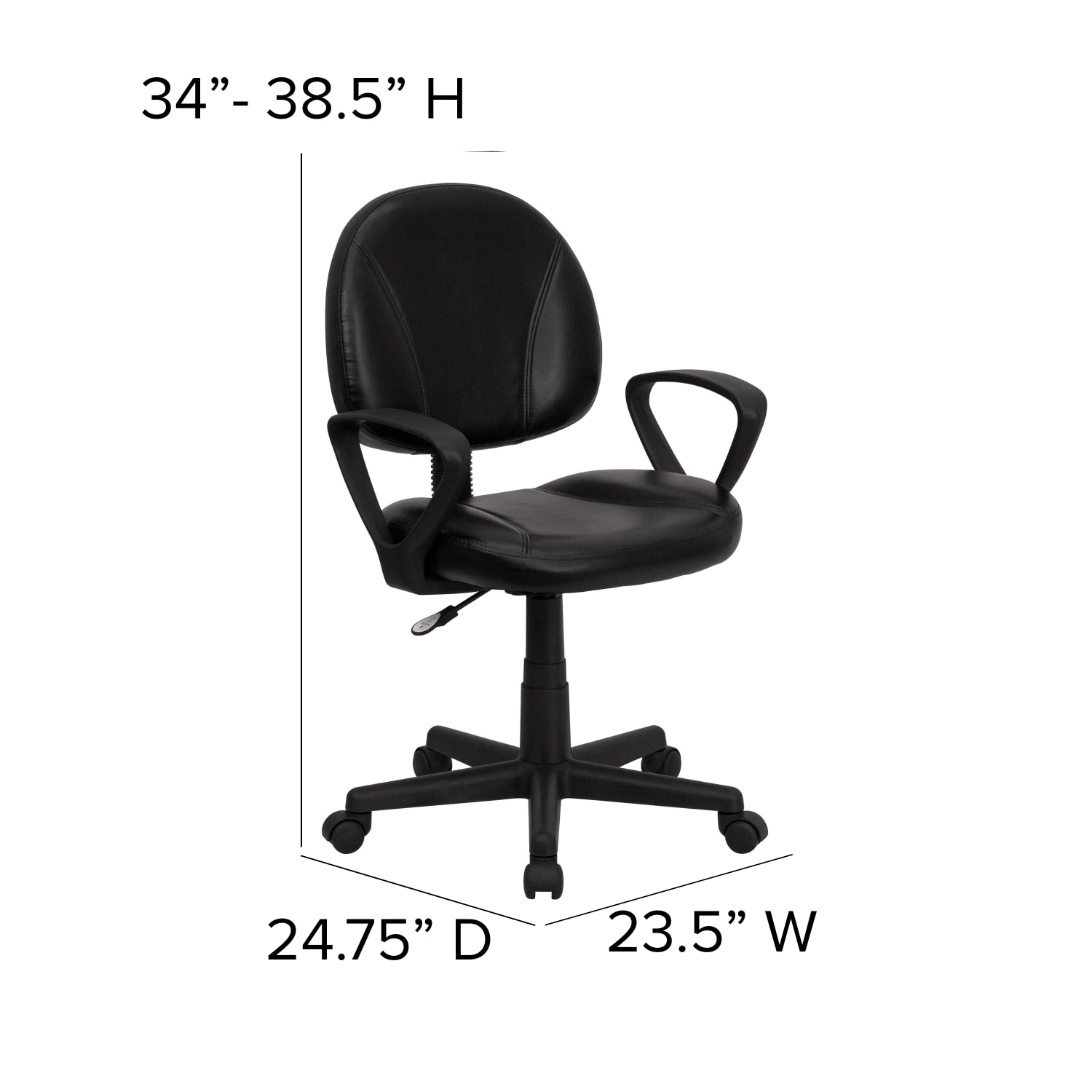 Flash Furniture Ergonomic LeatherSoft Mid Back Swivel Task Chair Black PopularChairscom