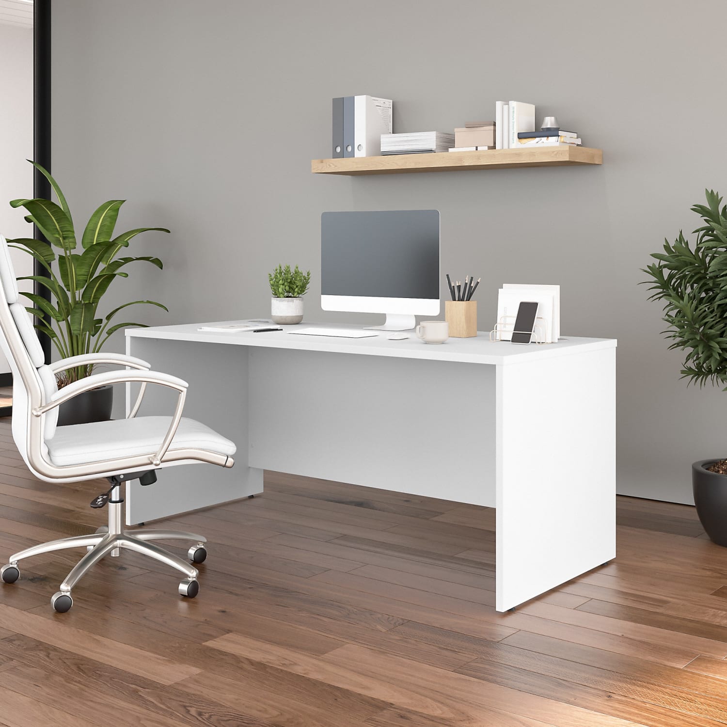 Bush Business Furniture Studio C 66inW Office Computer Desk, White, Standard Delivery - Image 3
