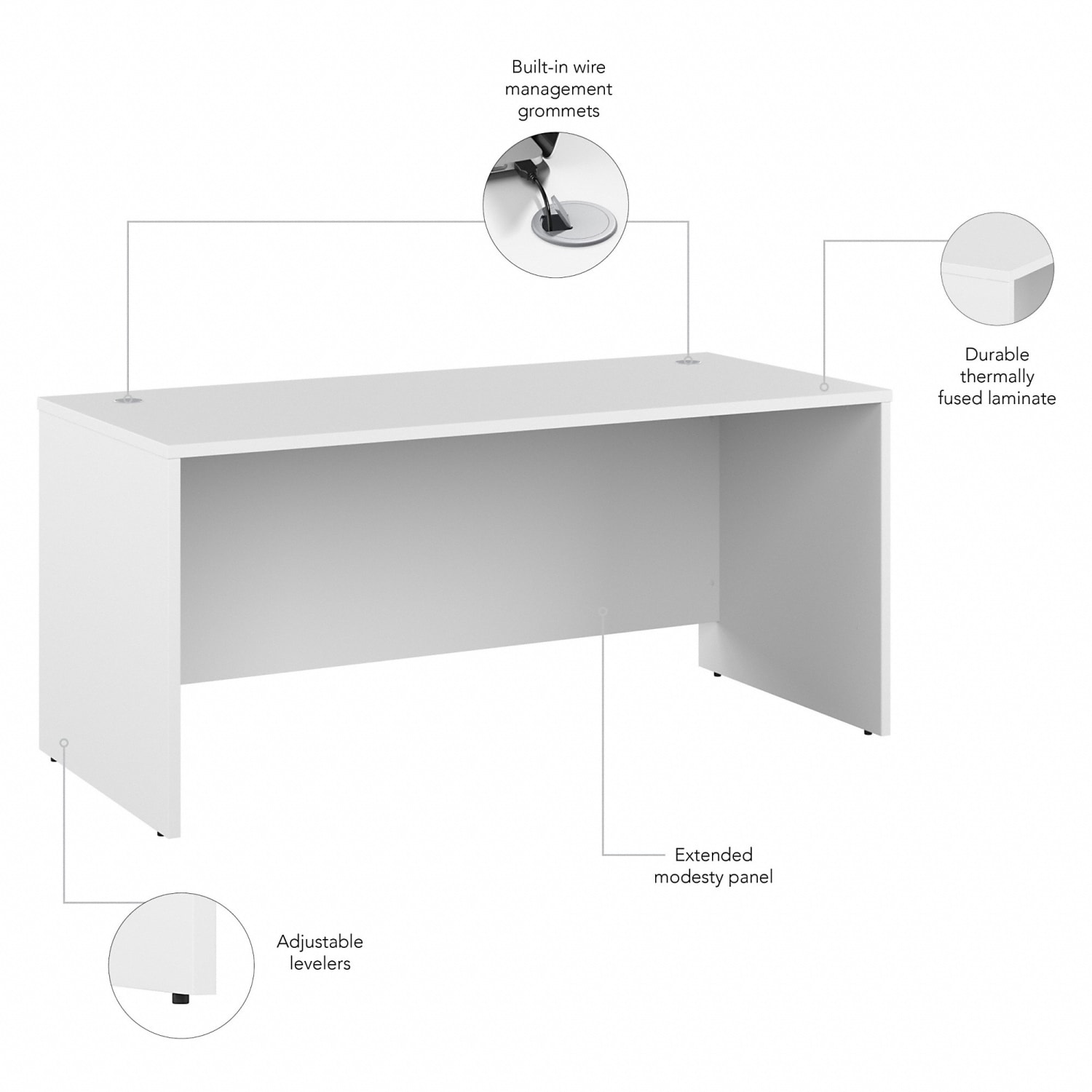 Bush Business Furniture Studio C 66inW Office Computer Desk, White, Standard Delivery - Image 4