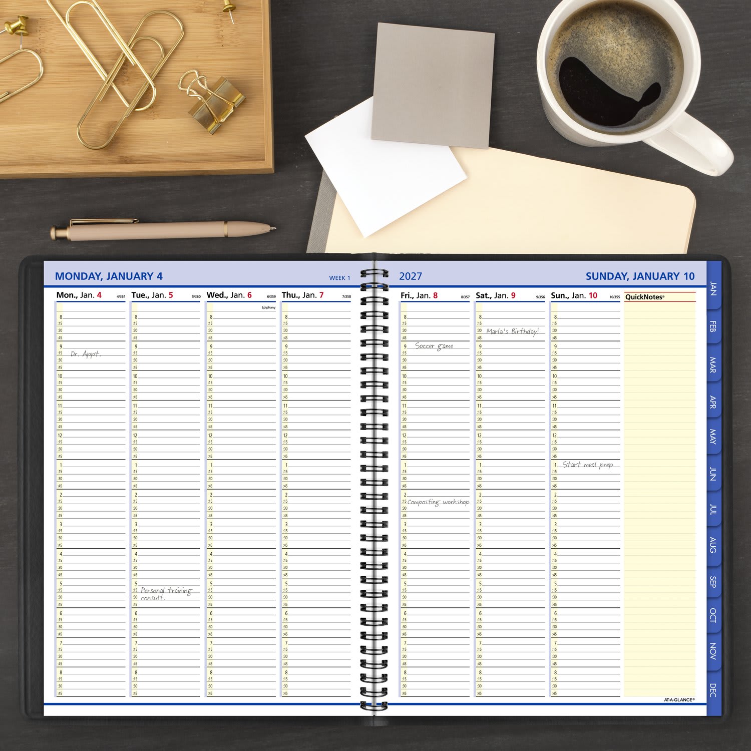 AT-A-GLANCE QuickNotes 2027 Weekly Monthly Appointment Book Planner, Black, Large, 8 1/4in x 11in - Image 3