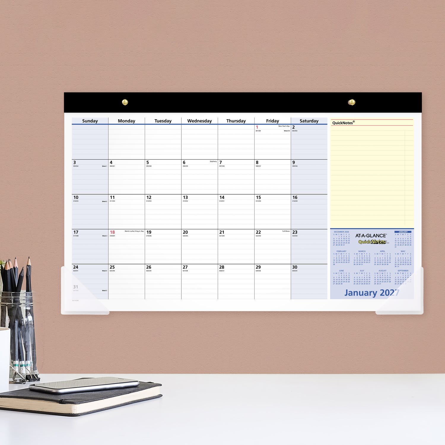 AT-A-GLANCE QuickNotes 2027 Monthly Desk Pad Calendar, Compact, 18in x 11in - Image 5