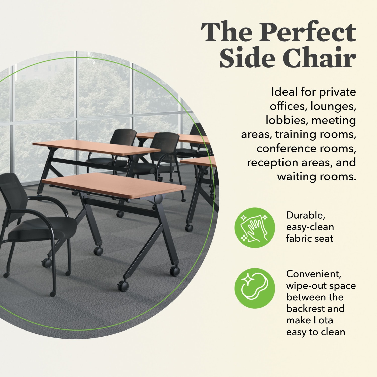HON Lota Stacking Multi-Purpose Side Chair, Fixed Loop Arms, Black - Image 5