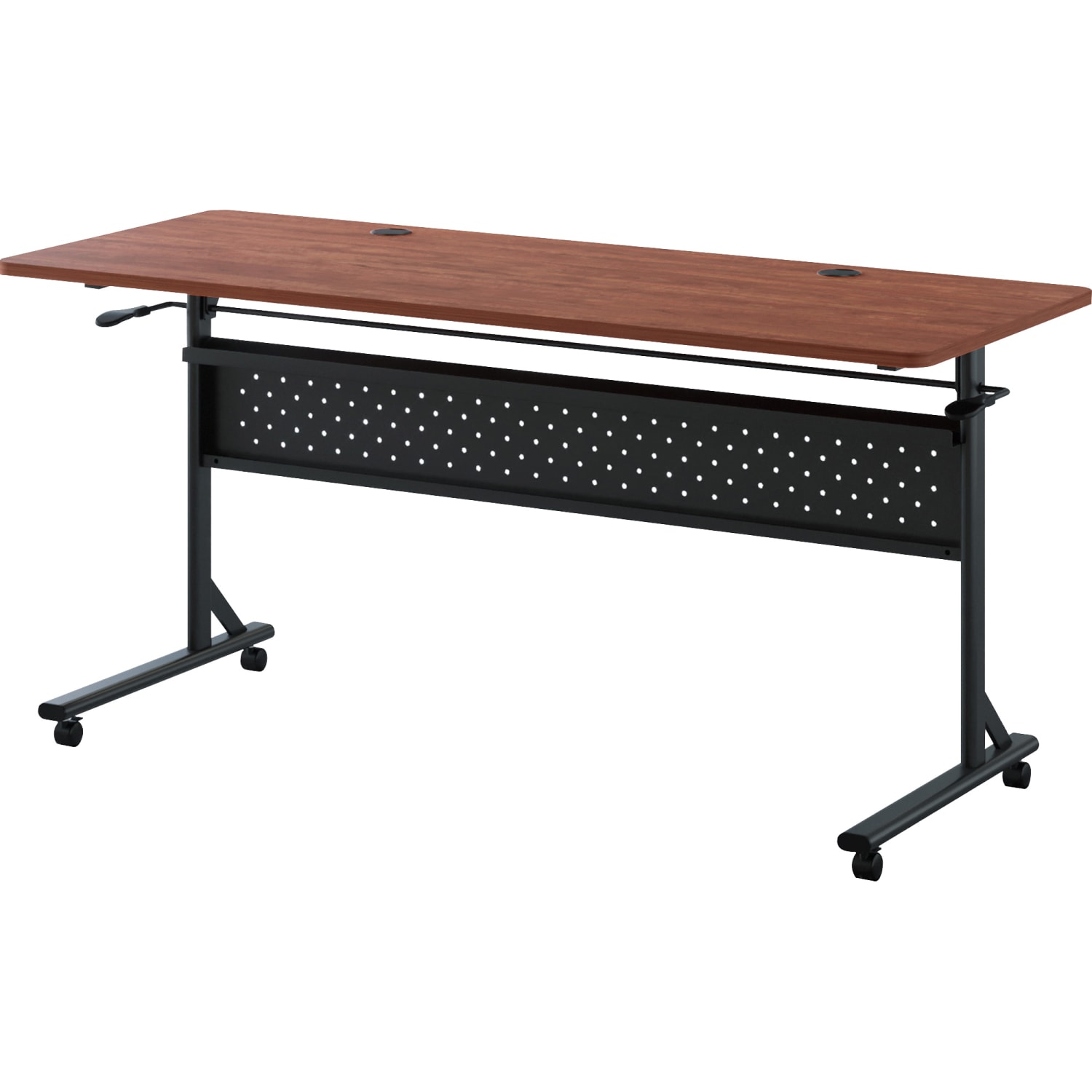 Lorell Shift 2.0 Flip & Nesting Mobile Table, 29-1/2inH x 60inW x 24inD, Cherry/Black - Image 3
